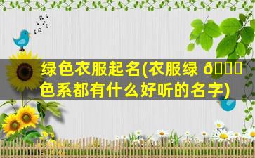 绿色衣服起名(衣服绿 🐟 色系都有什么好听的名字)